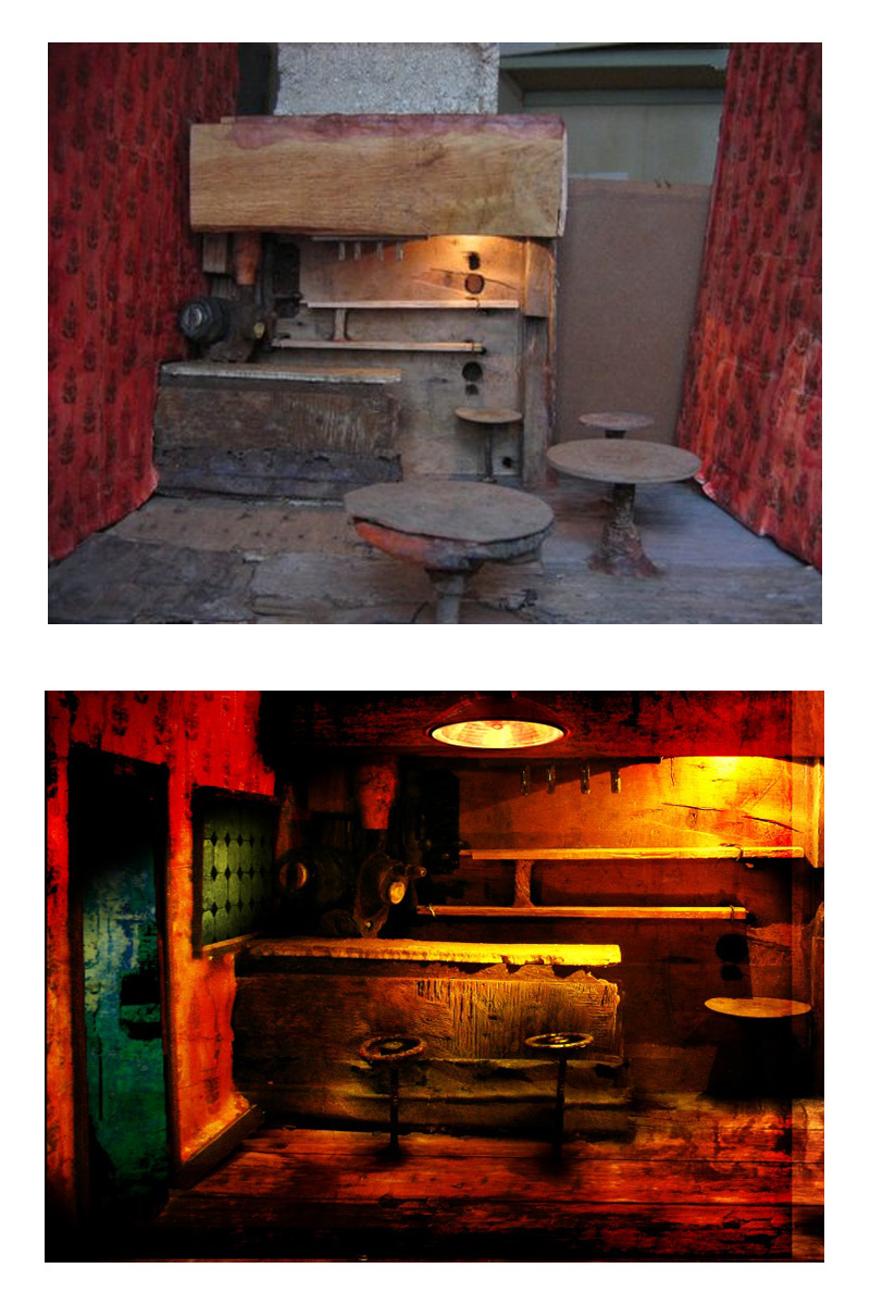 différence entre la maquette du bar et le rendu après effets spéciaux