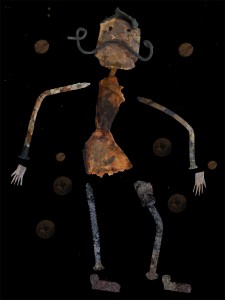 une fois le personnage réalisé en métal, il est photographié numériquement, puis découpé en différents morceaux sous Photoshop afin d'être ensuite animé sous After Effect.