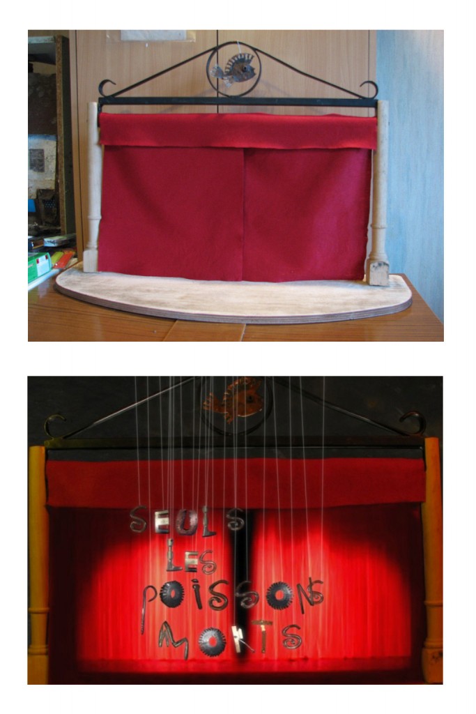 maquette du théâtre puis rendu final après composition avec 3D et effets spéciaux
