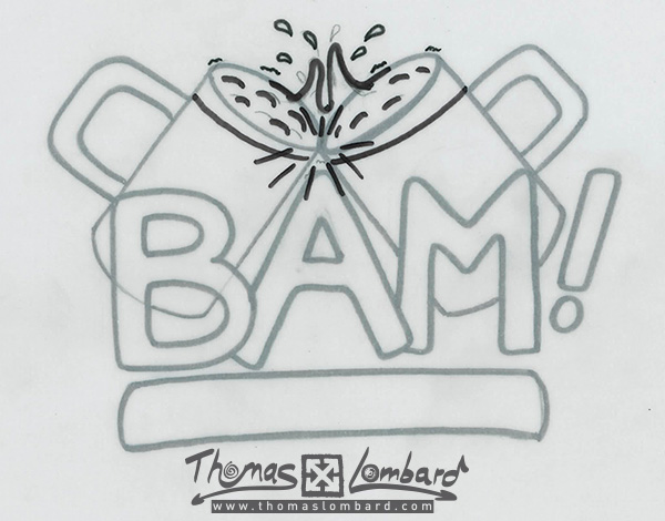 Mise au propre au papier calque pour le logo de la bière BAM²!