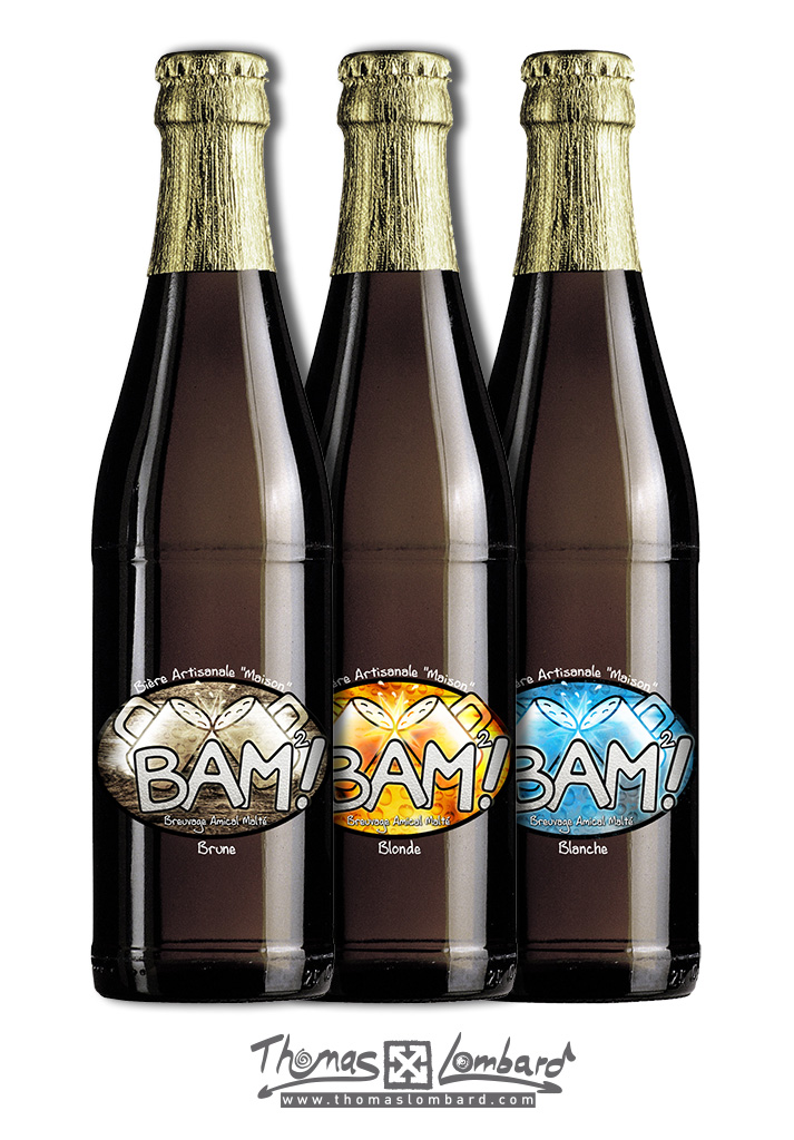Déclinaison du logo sur les étiquettes de la bière BAM²!